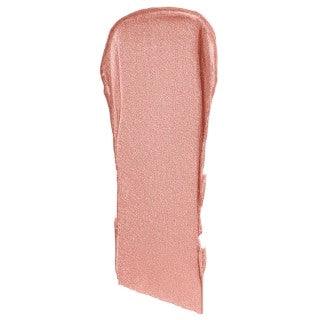 A swatch of shimmery, light pink makeup product on a white background.