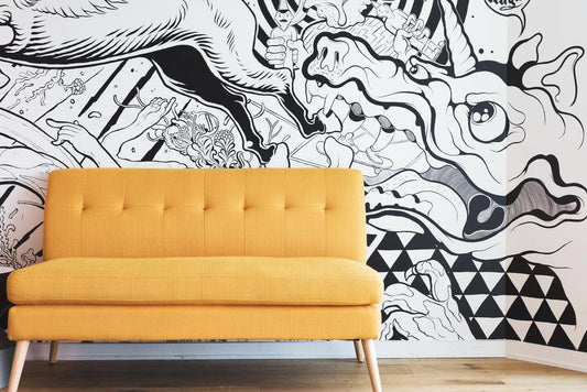 yellow-couch-by-black-and-white-mural_925x_d4c51363-2fa7-4bc7-8815-d0bd3947c3eb - J.OC